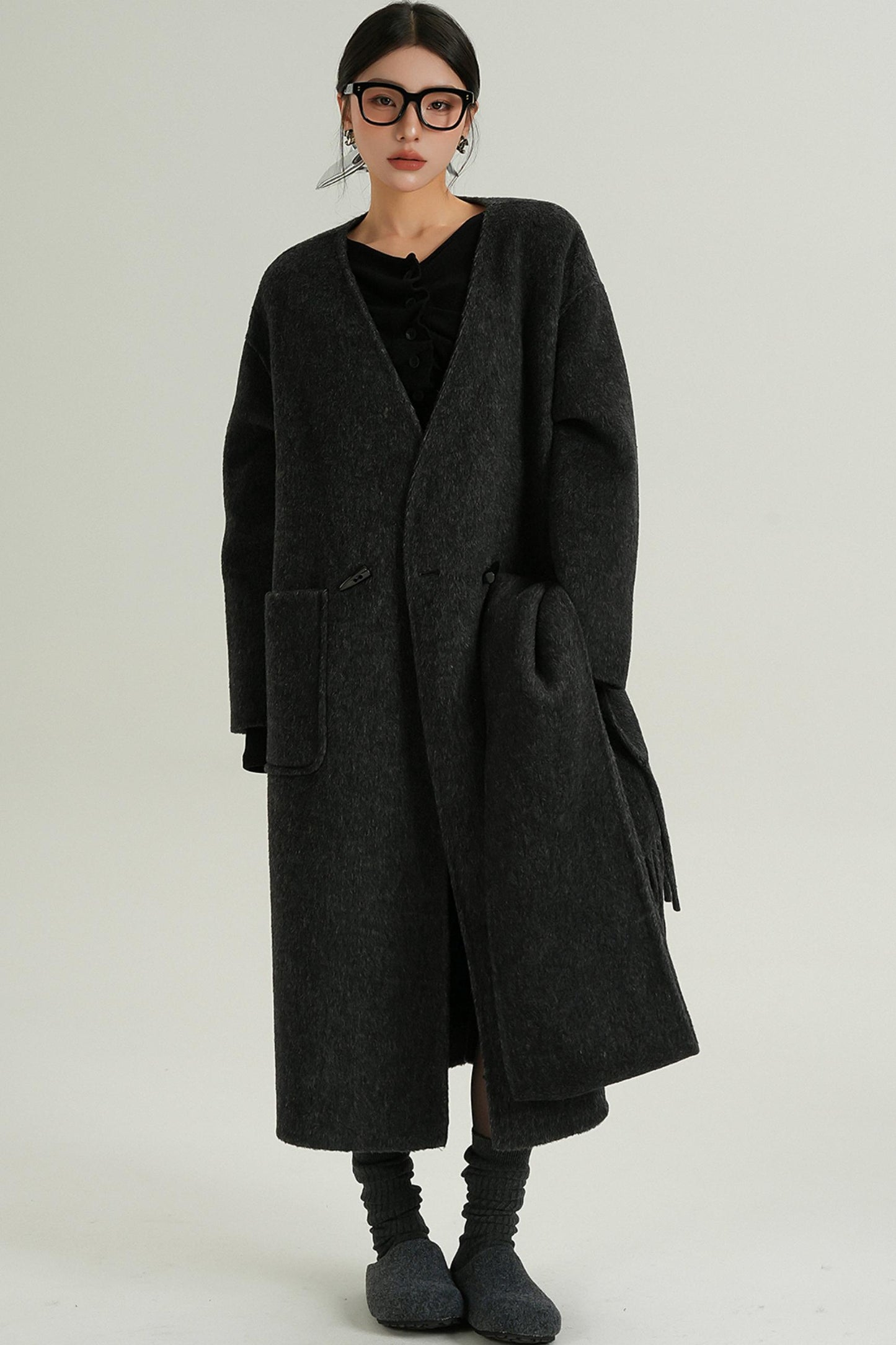 Reversible Tweed Horn Button Coat