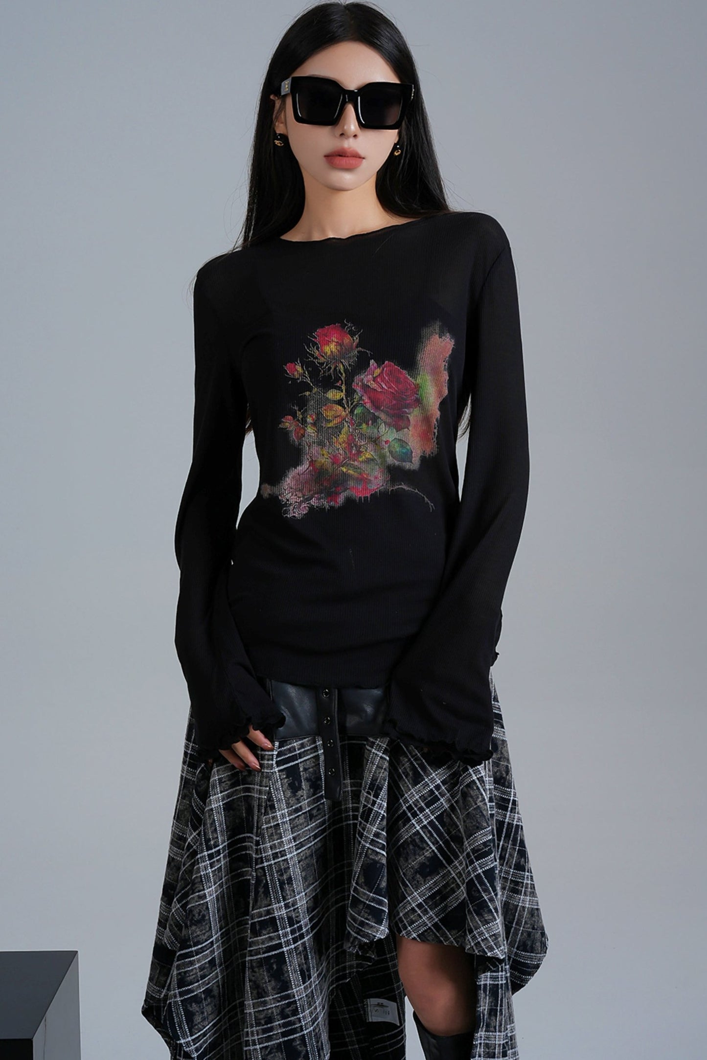 American Sheer Print Long-Sleeve T-Shirt