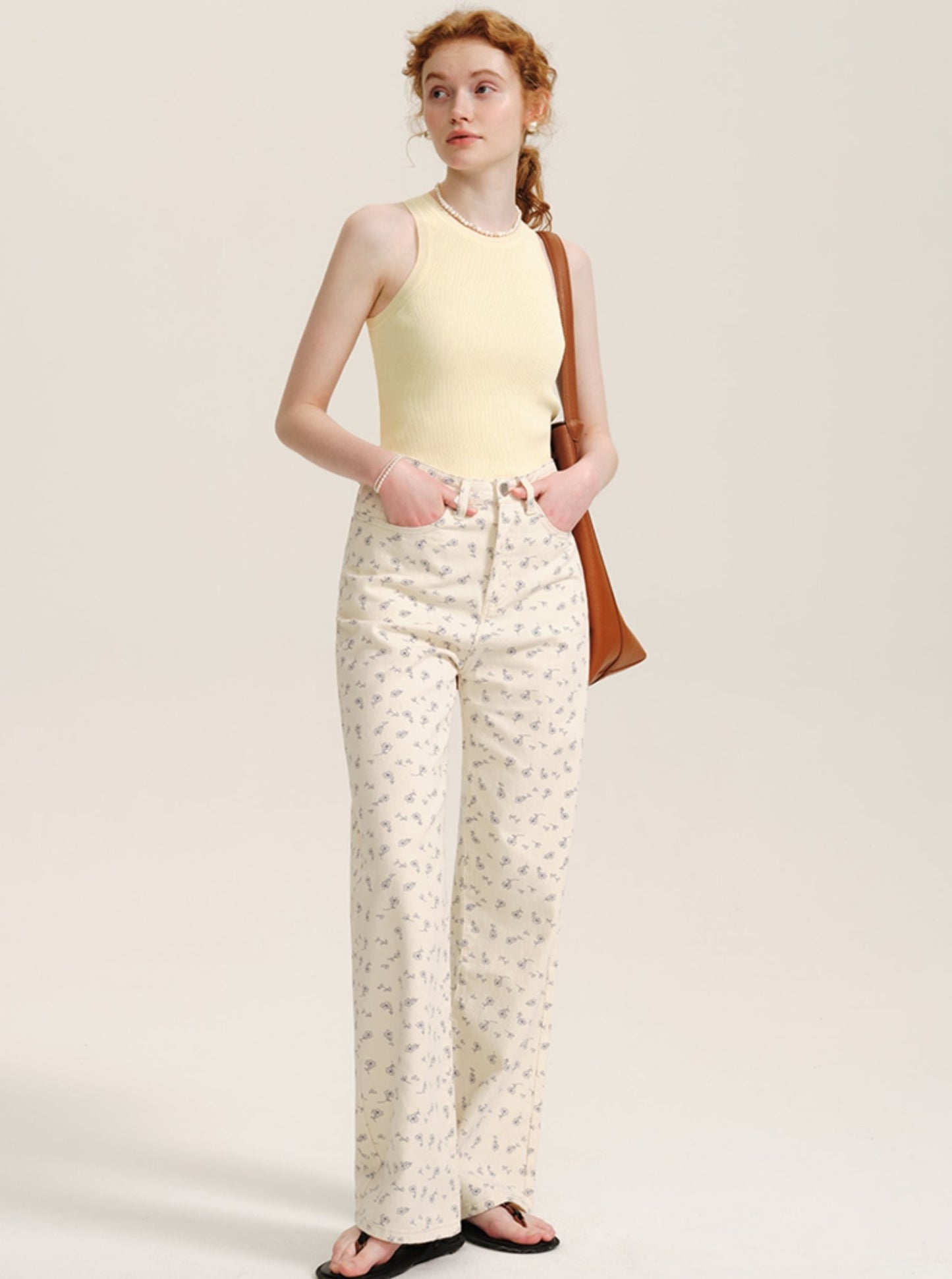 Versatile Floral Casual Pants