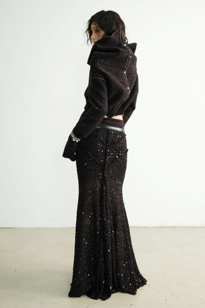 Sequin Skirt Black Maxi Skirt