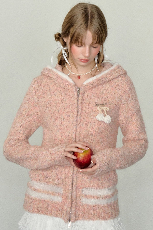 슬림 핏 후드 니트 스웨터 