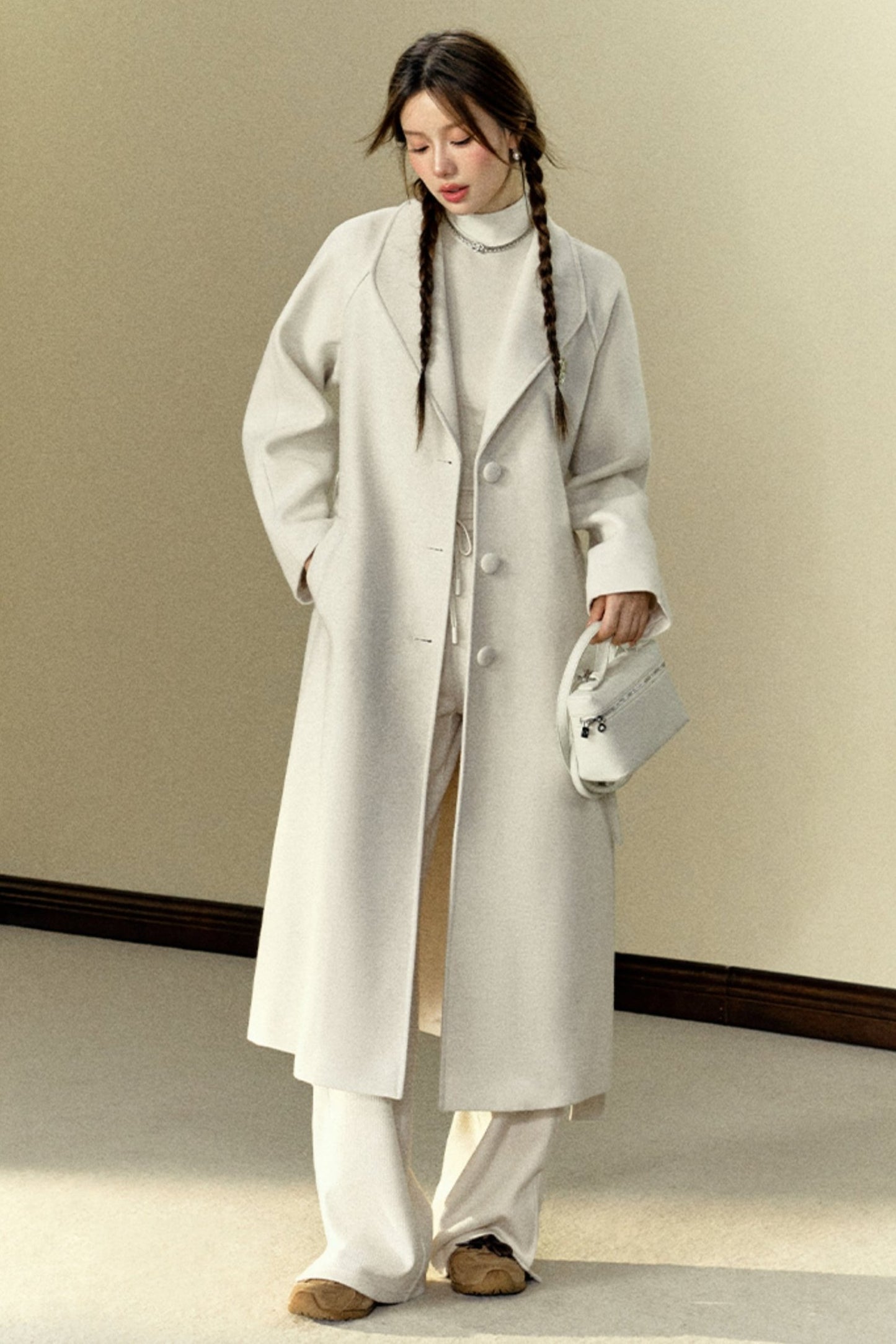 Woolen Long Slouchy Bathrobe Coat