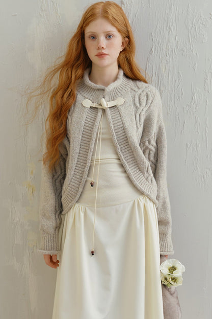 Cable Knit Wool Cardigan Jacket