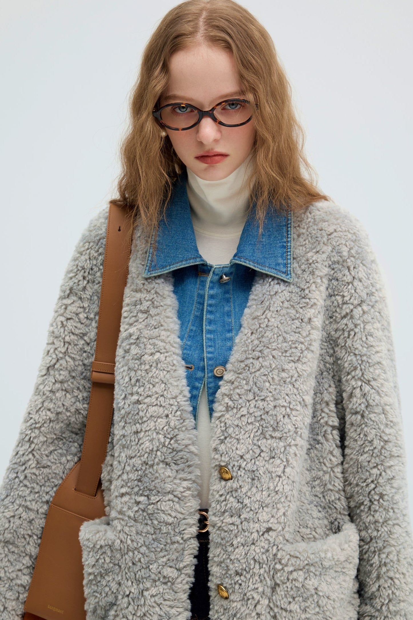 Lamb's Wool Suede Denim Coat