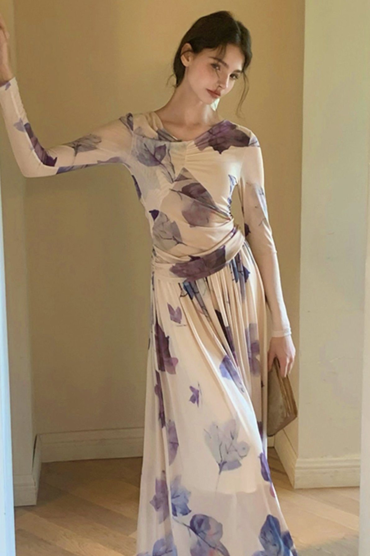 [9.19 New at 8 p.m.] Purple Mandarin Maple Leaf Chinese Restaurant French elegance suit long skirt two-piece set