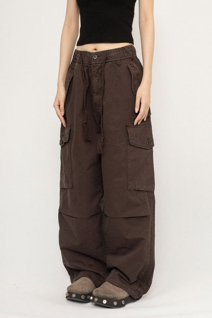 OCTTFLAB Retro Loose Drap Cargo Pants Paratrooper Pants Simple Japanese Versatile Fall und Winter Wide-leg Women's Trousers