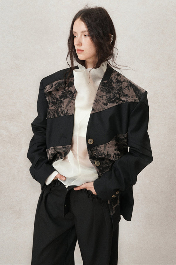 Loose Fit Structured Velvet Jacket