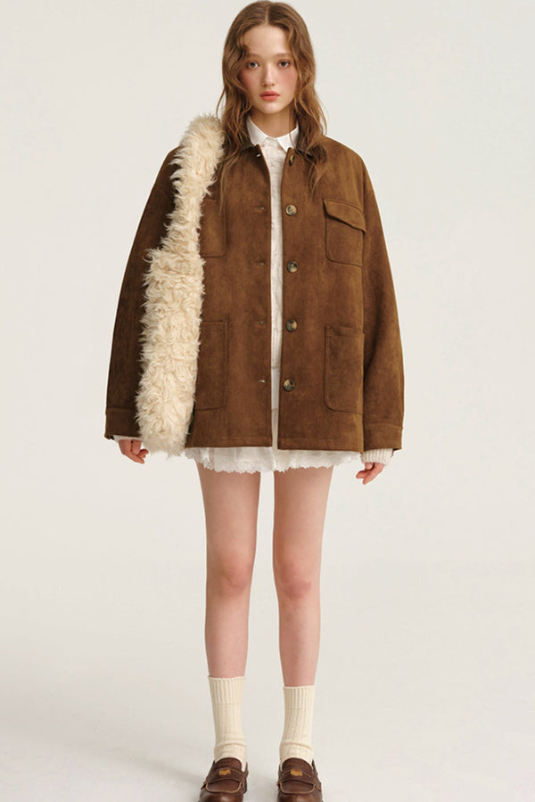Midi Lapel Vintage Suede Jacket