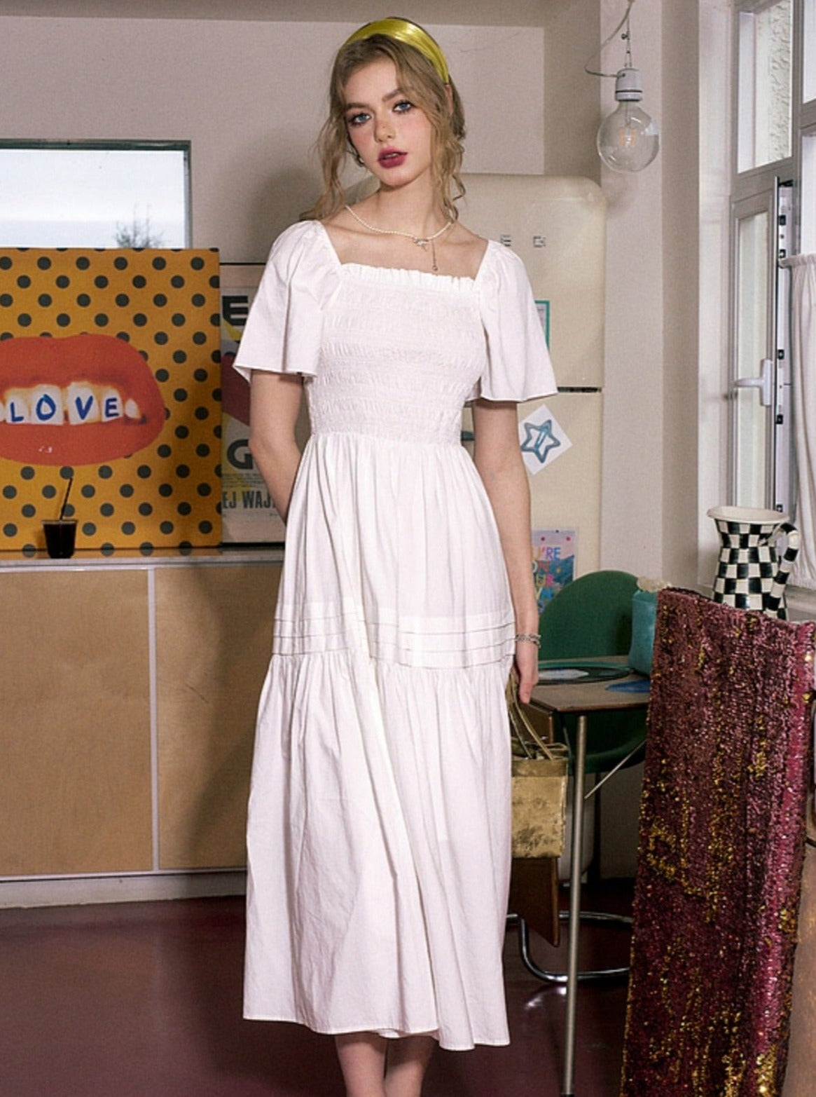 French Square White Princess Dress