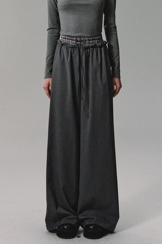 Premium Gray Wide-Leg Casual Pants