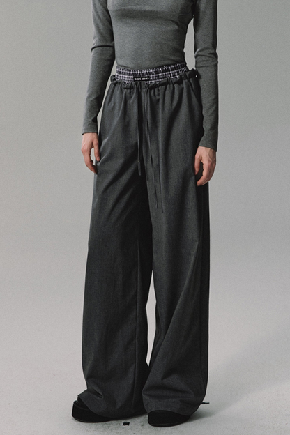 Premium Grey Wide-Leg Casual Pants