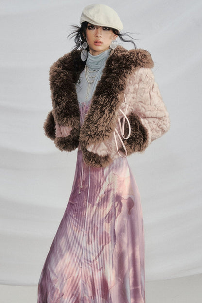 Silph Hooded Cropped Fur Coat