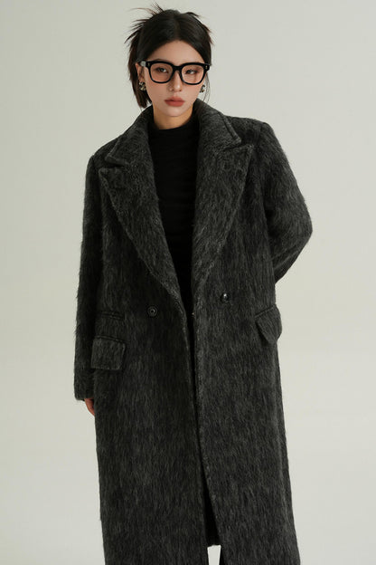 Classic Long Wool Tweed Coat