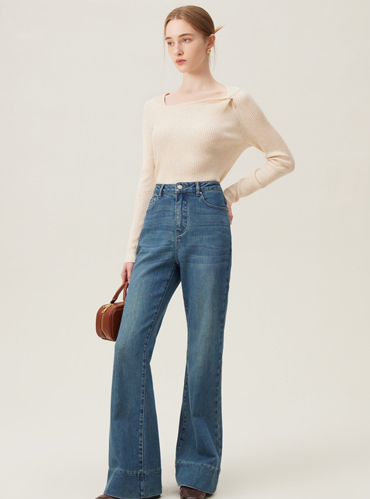 Commuting Square Neck Knit Top