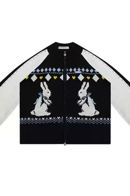 Retro Bunny Sweater Cardigan Jacket