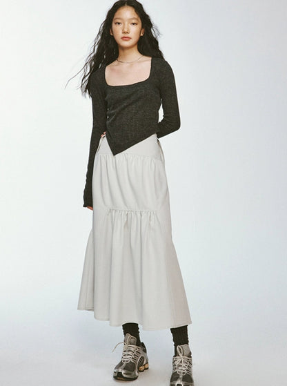 Moonlight Grey Dense Pleated Skirt