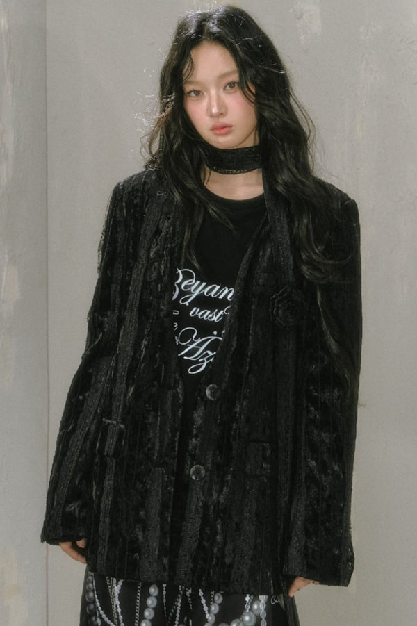 화이트 모스 로즈 레이스 블레이저 