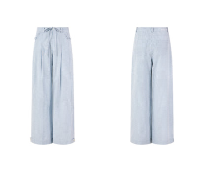 Summer Checkered Wide-Leg Pants