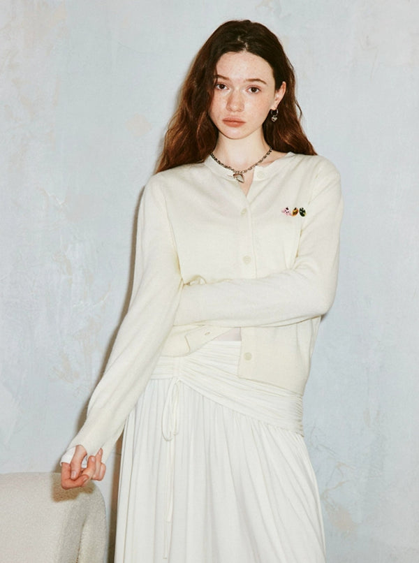 Embroidered Thin Knitted Cardigan