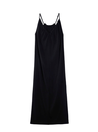 Draped Acetate Halter Maxi Dress
