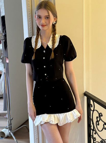 French Fashion Short Skirt and Top Set-Up