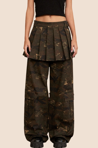 EZEK American retro camouflage design cargo wide-leg casual jeans two-piece loose mop pants set