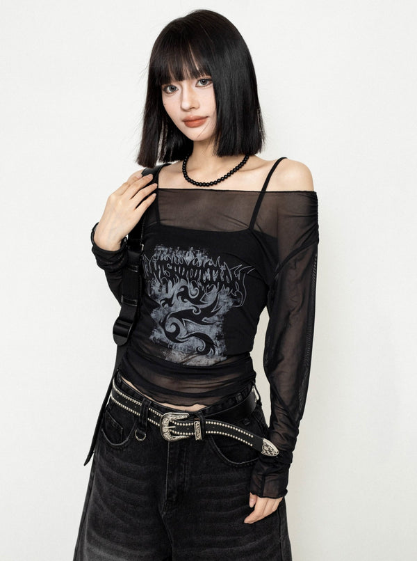 Off-the-Shoulder Long-Sleeved Top