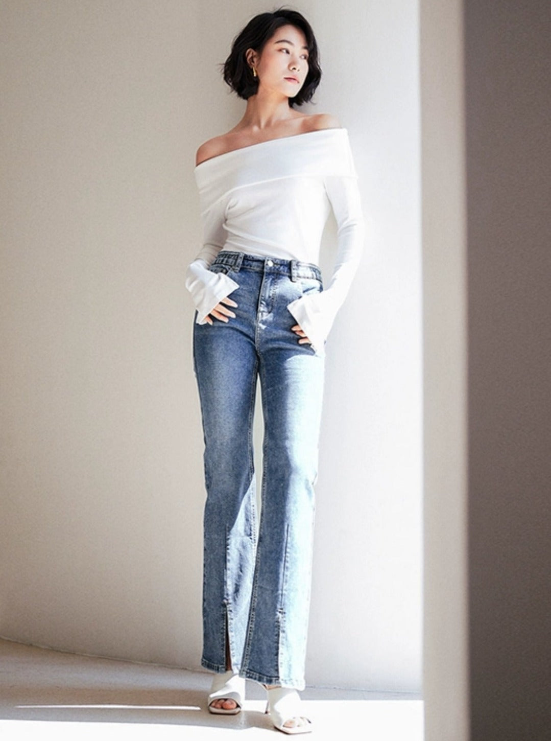 Slim Flare Denim Pants