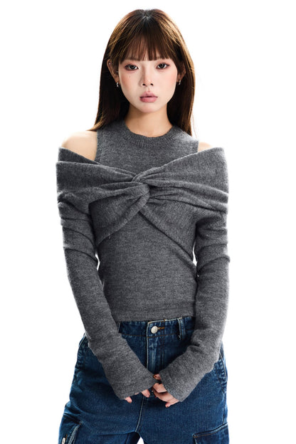 [New on September 19] APEA winter design twisted turtleneck halterneck knit two-piece top