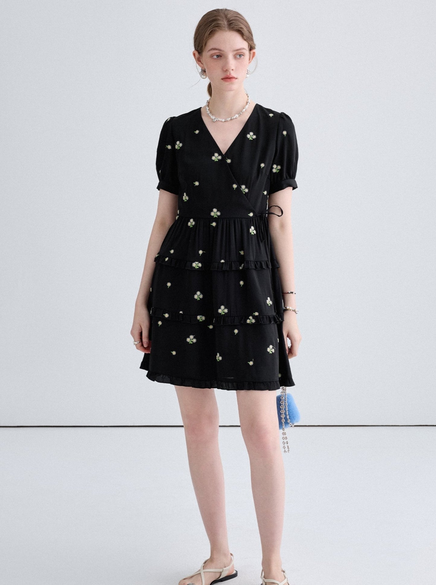 French Embroidered Black Dress