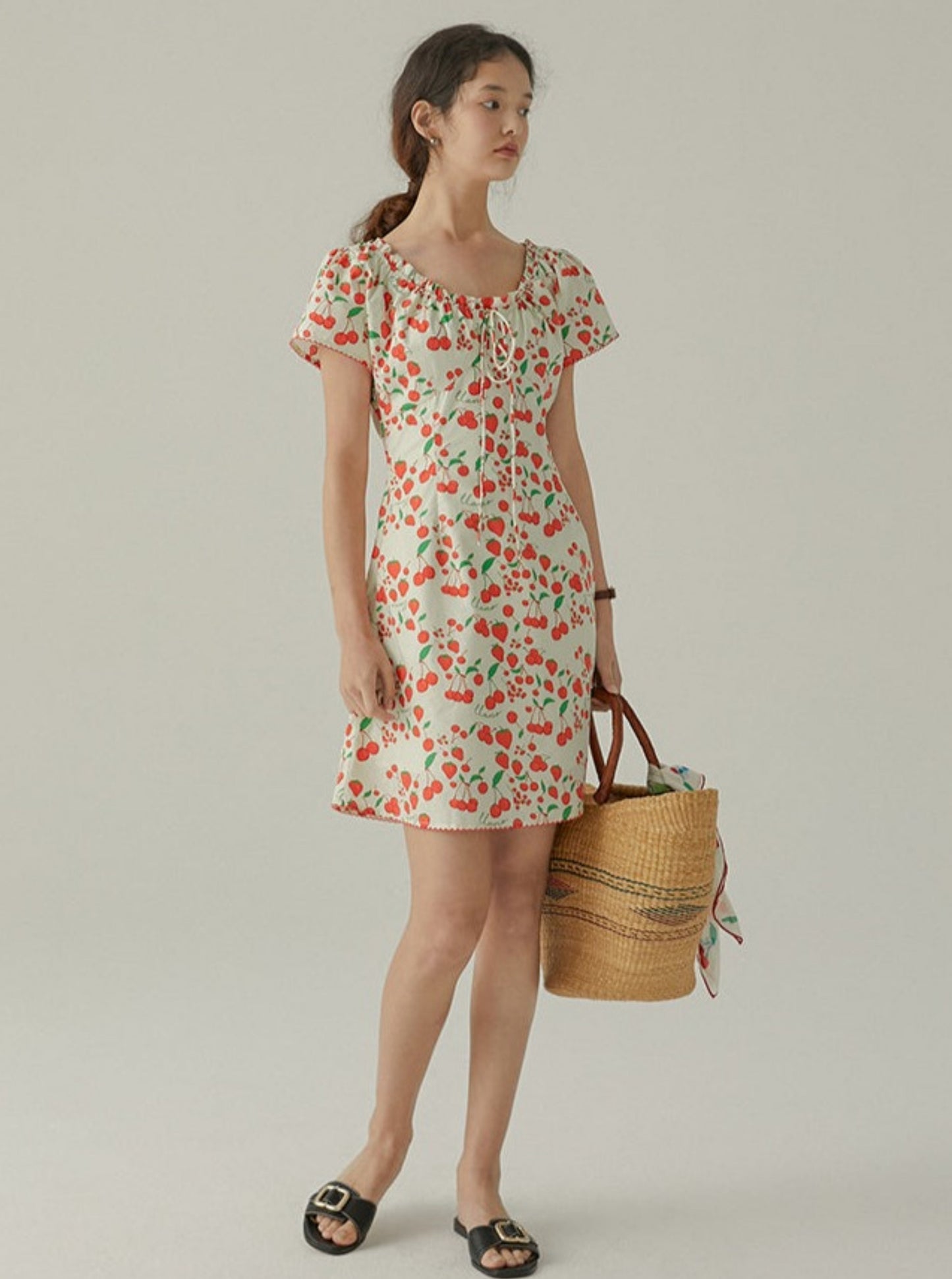 French Fruit Print Dress