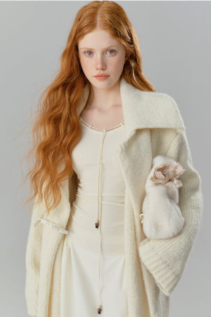 Wool Lapel Long Cardigan Jacket