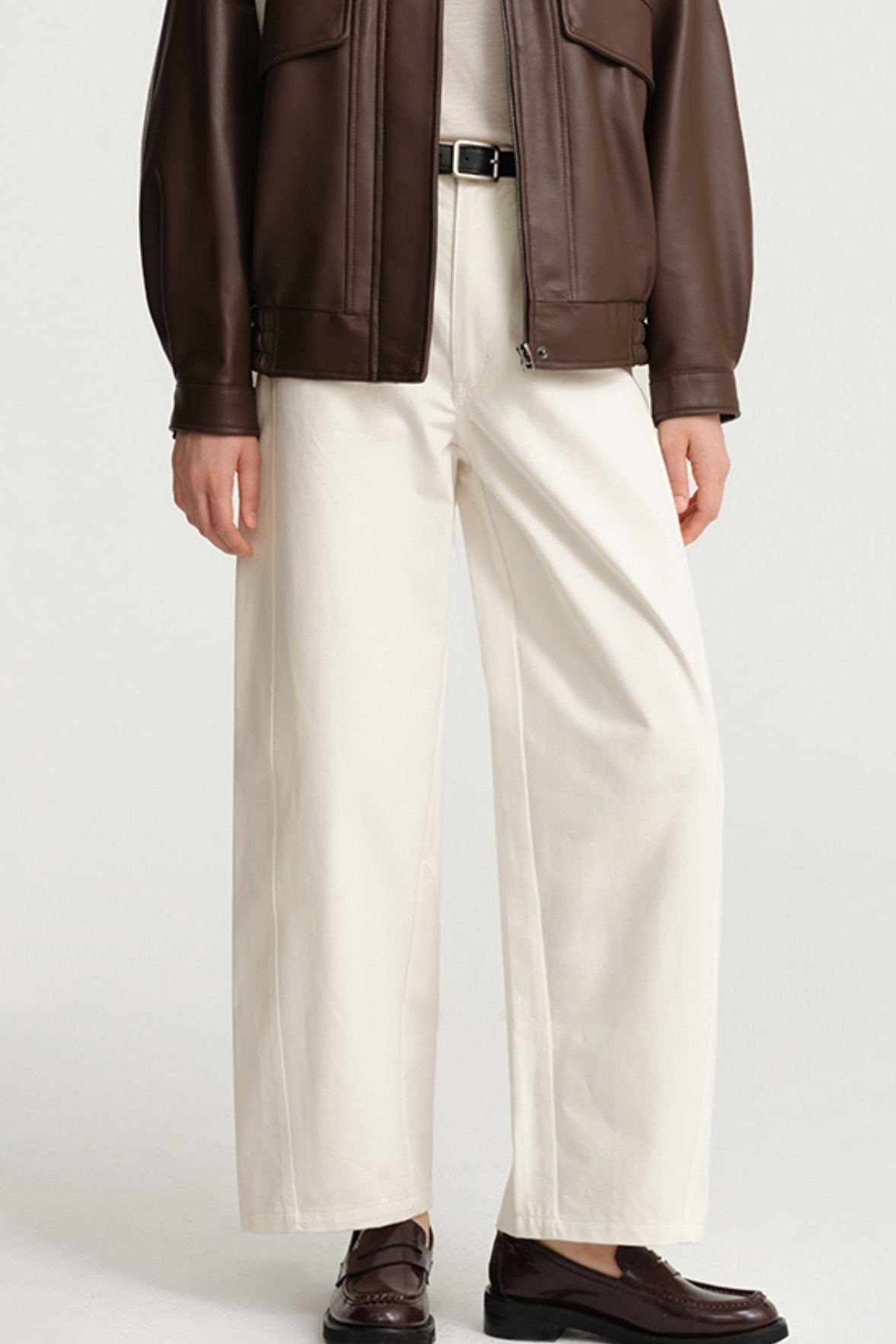 DESIGNER PLUS White Denim Wide-leg Pants Fall 2024 Premium High-Waisted Drape Versatile Straight-leg Pants