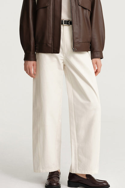 White Denim Wide-leg Pants