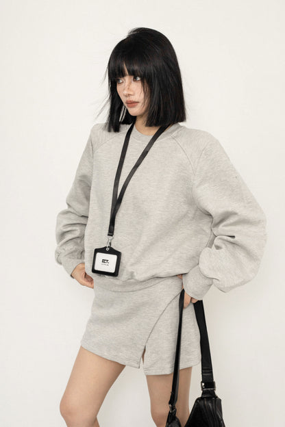 Padded Shoulder American-Style Short Sweatshirt