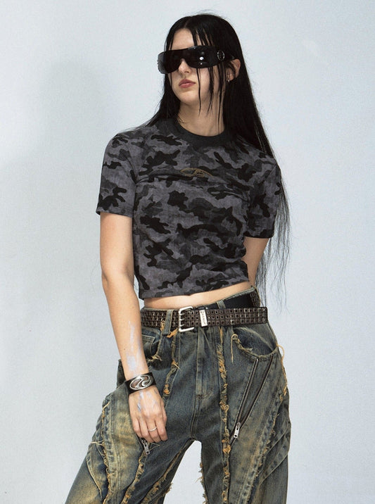Spice Camouflage Slim Cropped T-Shirt