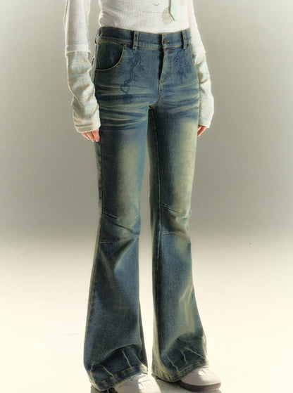 American Vintage Print Flared Jeans