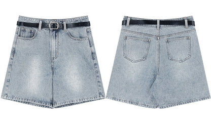 Passform Leichte Waschung Jean Shorts Hosen