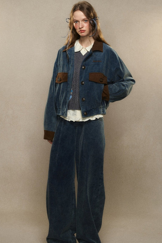 Blue Cotton Corduroy Set-Up