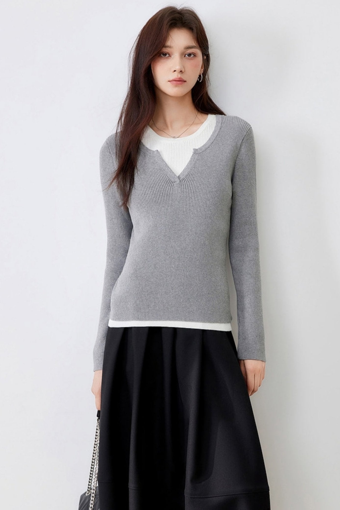 Contrasting Knit Sweater Top