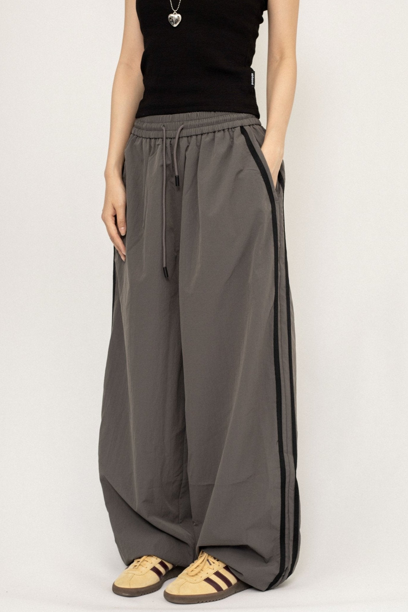 Elasticated Waistband Wide-Leg Pants