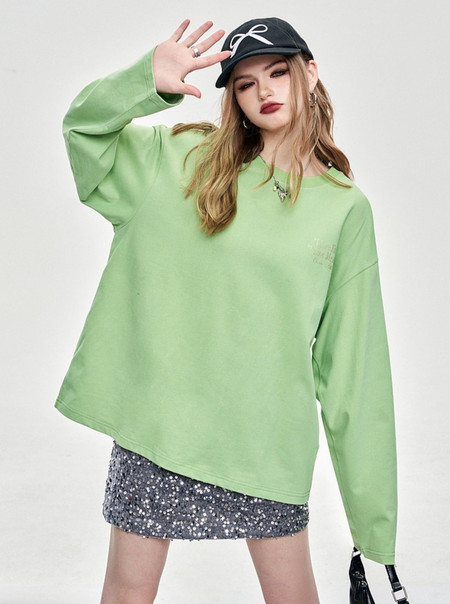 Letter Print Crew Neck Long Sleeve Top