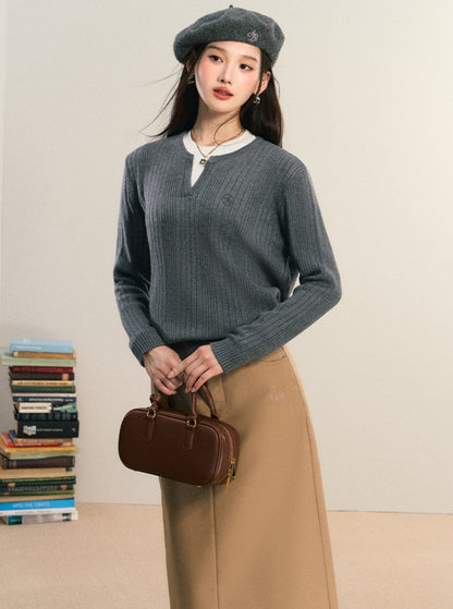 Versatile Collegiate V-Neck Sweater