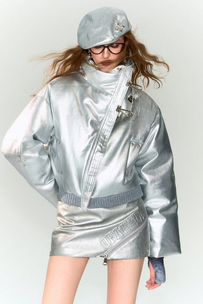 Metallic Gloss Short Down Jacket