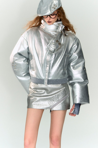 Metallic Gloss Short Down Jacket