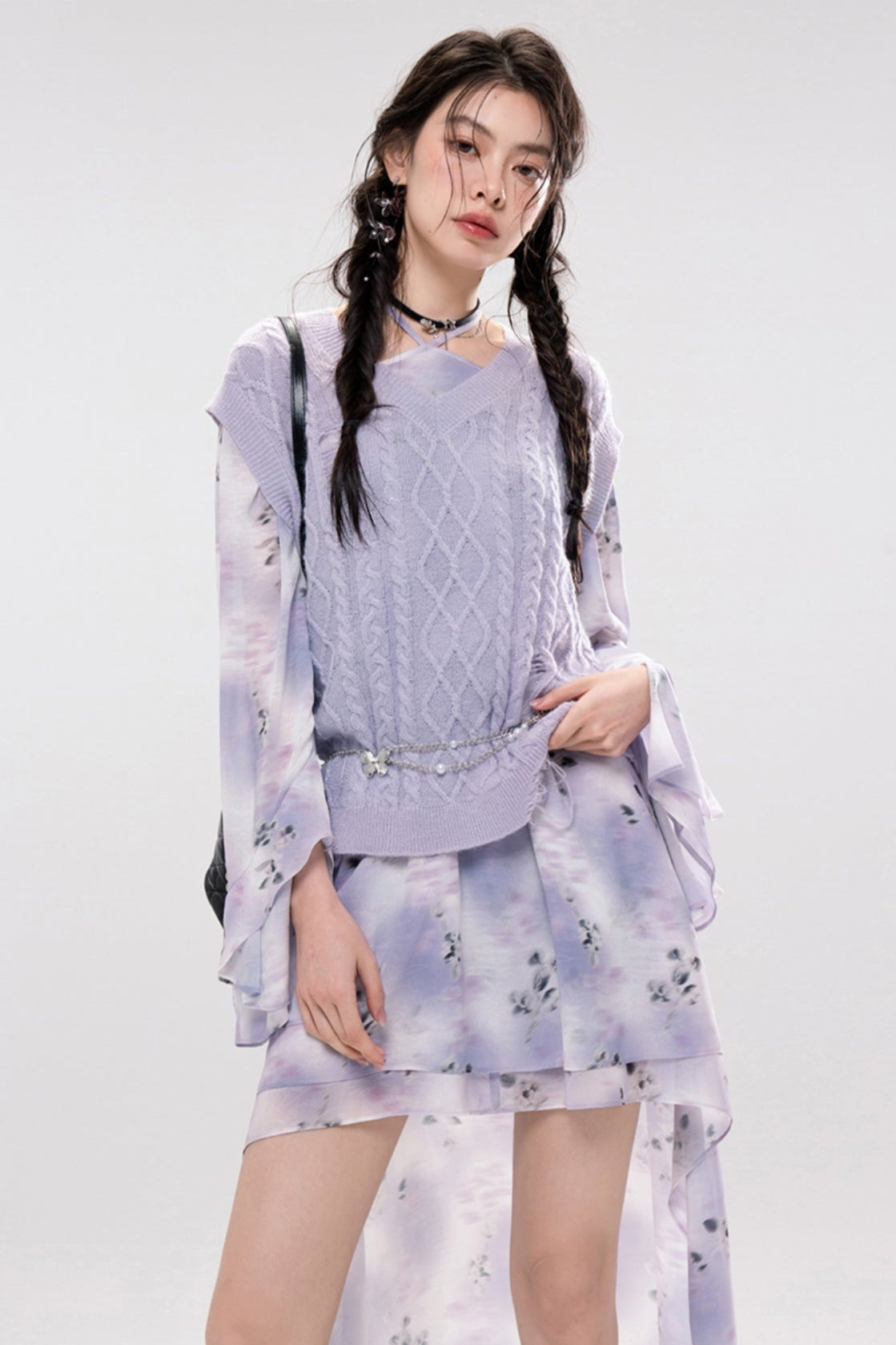 Smokey Purple Layer Dress Set Up