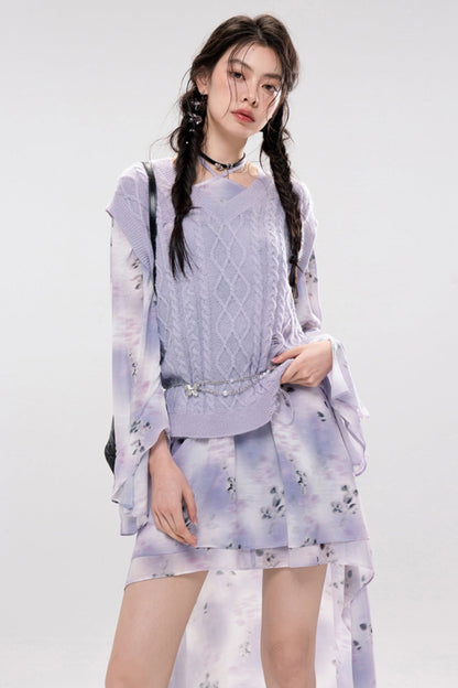 Smokey Purple Layer Dress Set Up