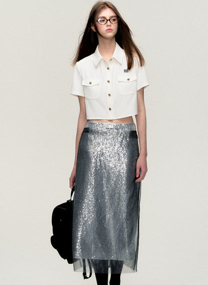 Summer Skin-Friendly Sequin Skirt