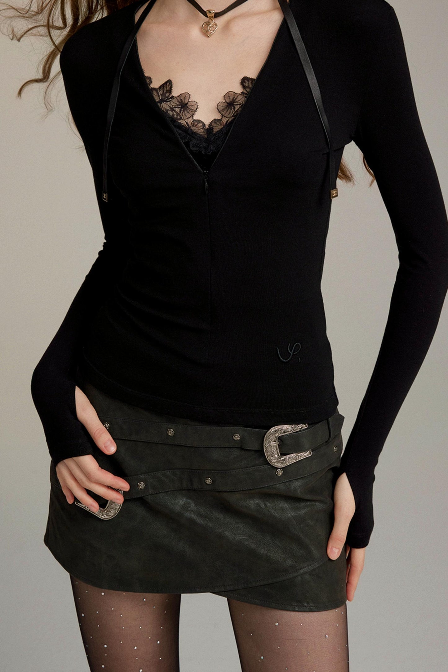 Versatile V-Neck Zipper T-Shirt