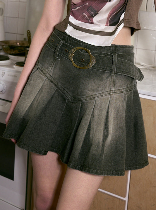 Retro Smudge High-Waist Skirt